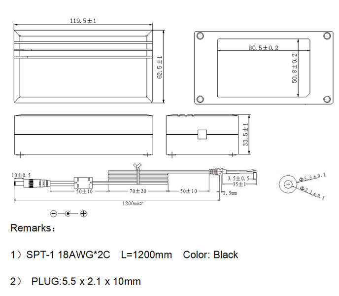 Wall-mount type power adapter 60W