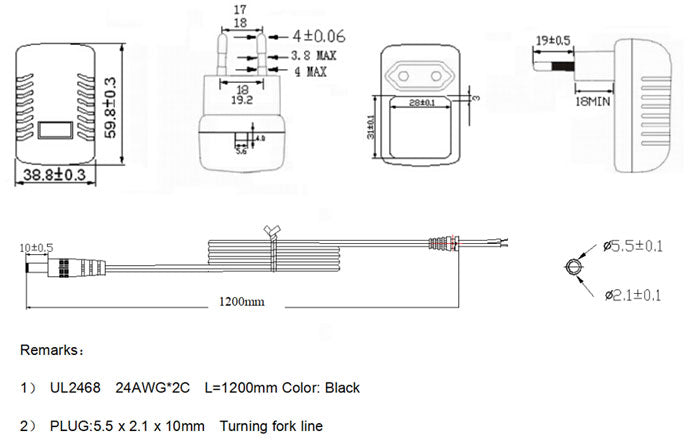 Wall-mount type power adapter 6W