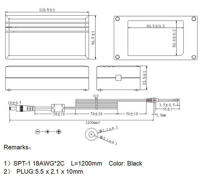 Wall-mount type power adapter 72W