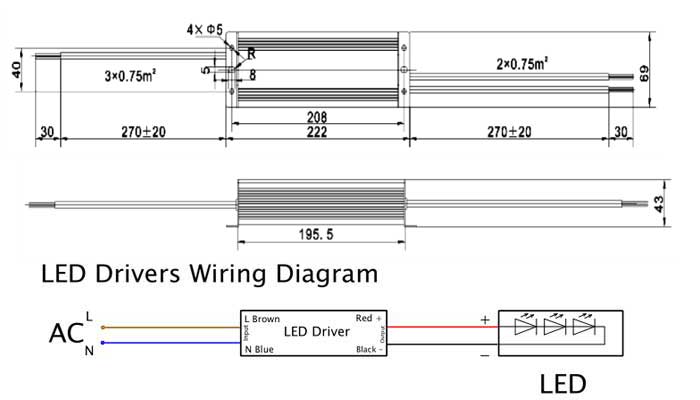 12Vdc 24Vdc waterproof LED Driver 96W