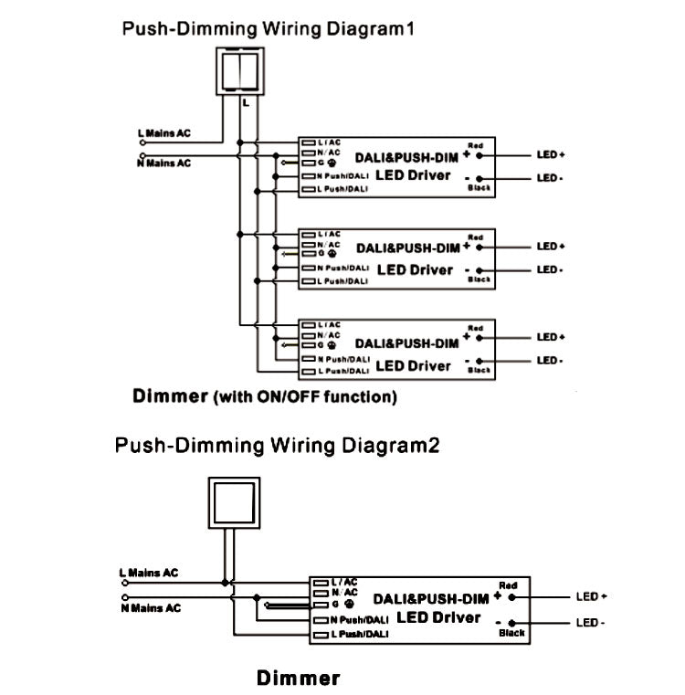 DALI & PUSH Dim Multi-Current Driver 10W Wiring diagram