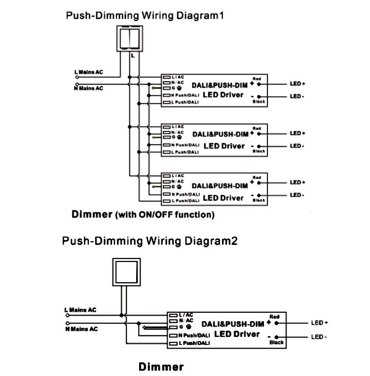 DALI & PUSH Dim Multi-Current Driver 60W Wiring diagram
