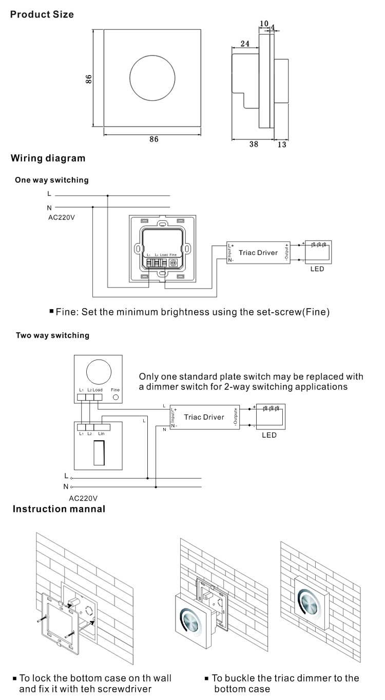 Triac wall dimmer switch