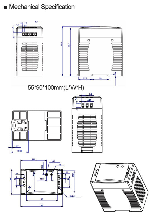Rail DIN Triac/0-10V/1-10V/Potentiomètre/10V PWM Dimmable LED driver