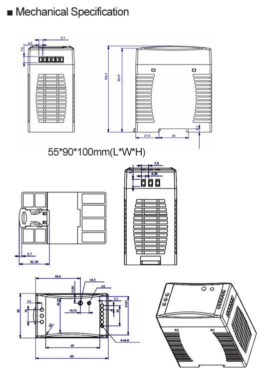 Din Rail Triac/0-10V/1-10V/Potentiometer/10V PWM Dimmable LED driver