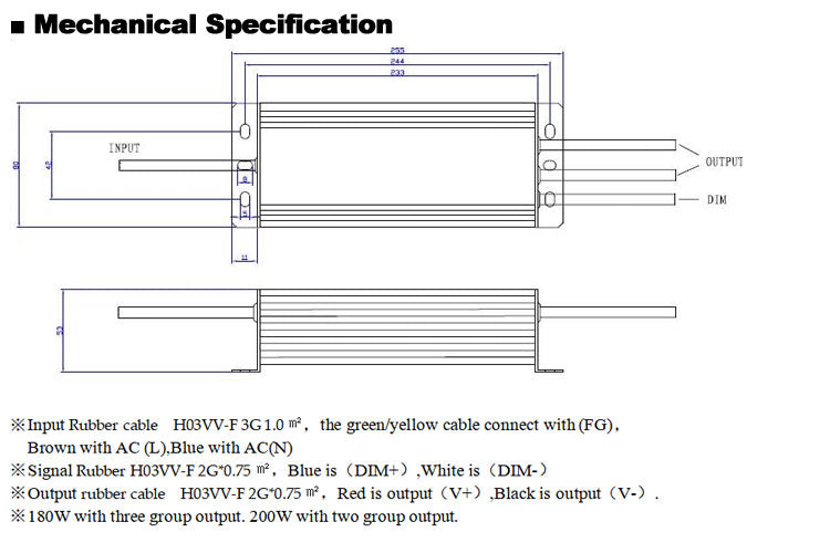 12Vdc 24Vdc 0-10v Dimmable Driver 200W