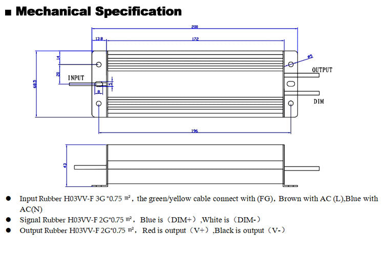 12Vdc 24Vdc 0-10v Dimmable Driver 60W