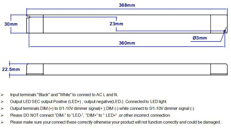 Slim Size Waterproof Triac & 0-10V 5 in 1 Dimmable LED Driver 150W Connecting Diagram