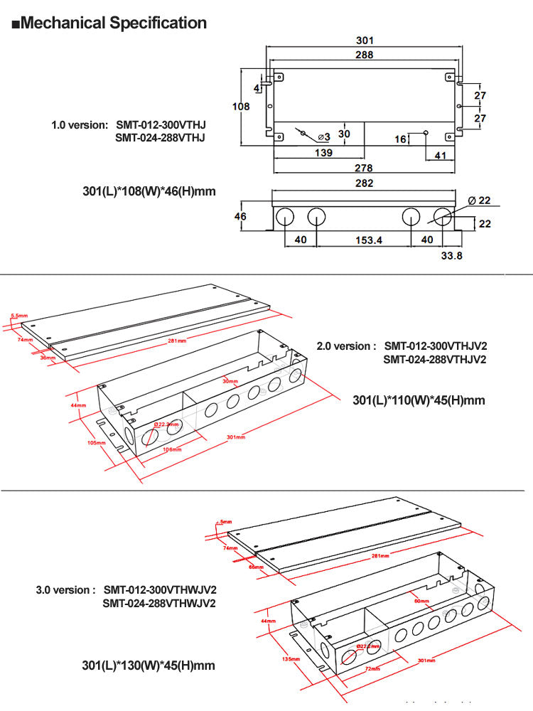 277V Classe 2 Triac Dim J-Box Pilote 300W