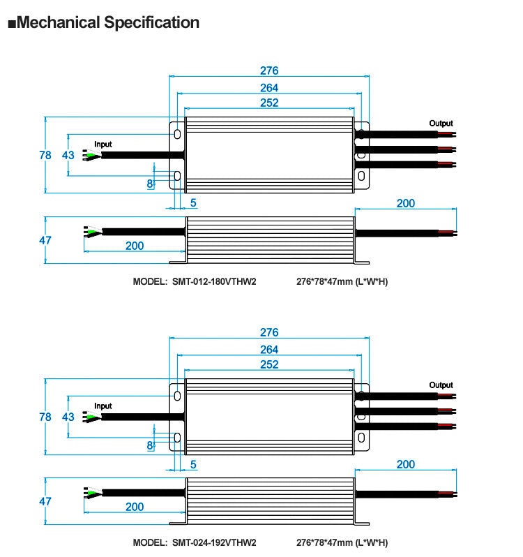 277V Class 2 Triac Dim Driver 180W(Stardard Size)