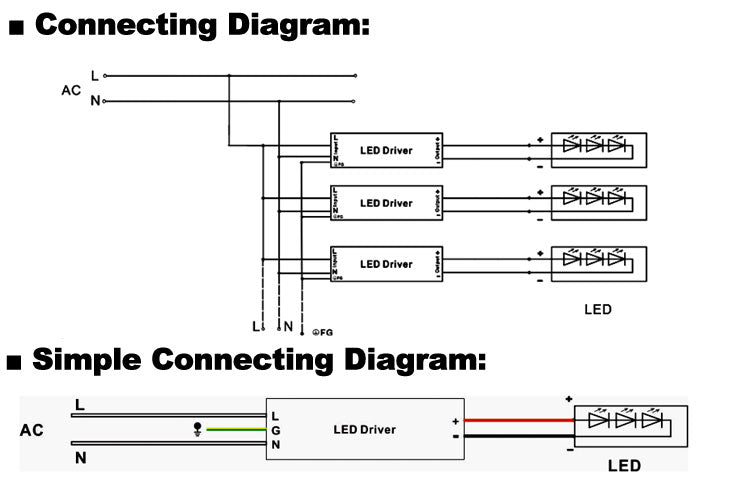 Non-Dimmable J-Box Driver 300W Connecting Diagram