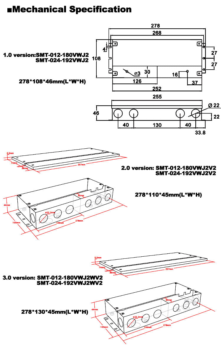 Non-Dimmable J-Box Driver 180W