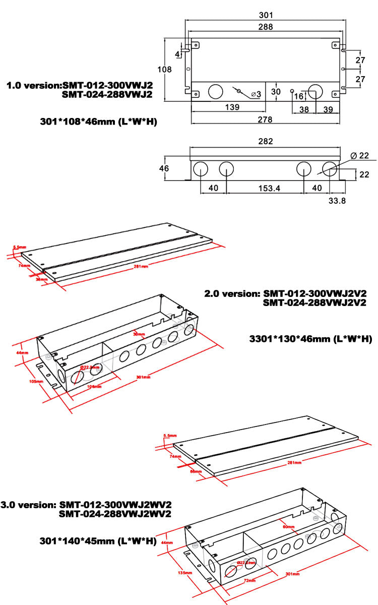 UL Class 2 Non-Dimmable J-Box Driver 300W