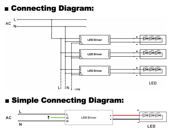 Non-Dimmable J-Box Driver 384W Connecting Diagram