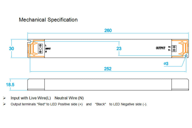 Slim Size constant voltage Non-Dimmable LED Driver 36W (IP20)