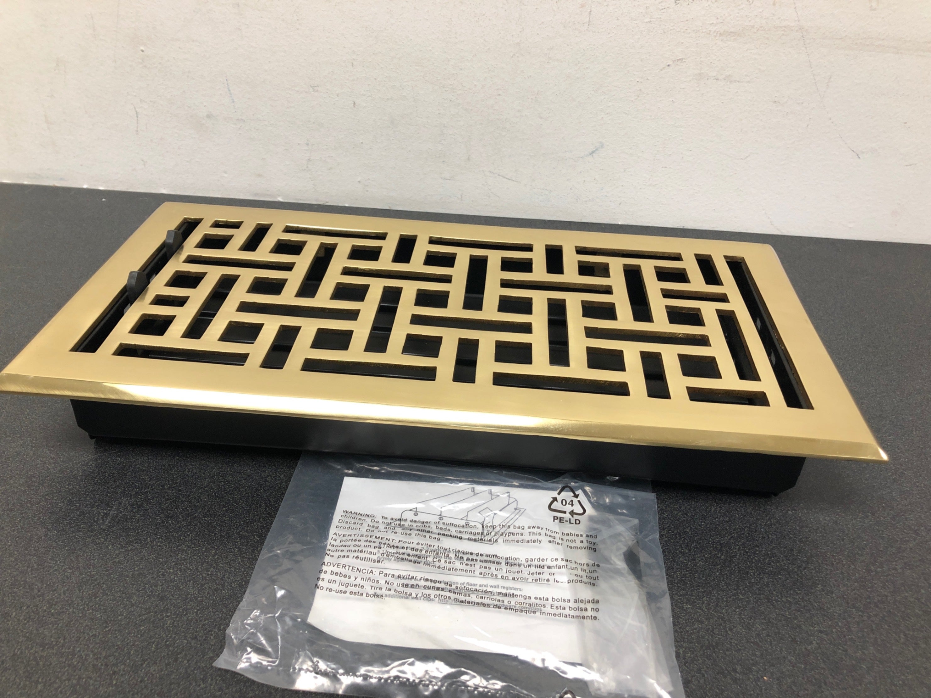 Signature Hardware 393522 Wicker Style Brass Wall Register - 6