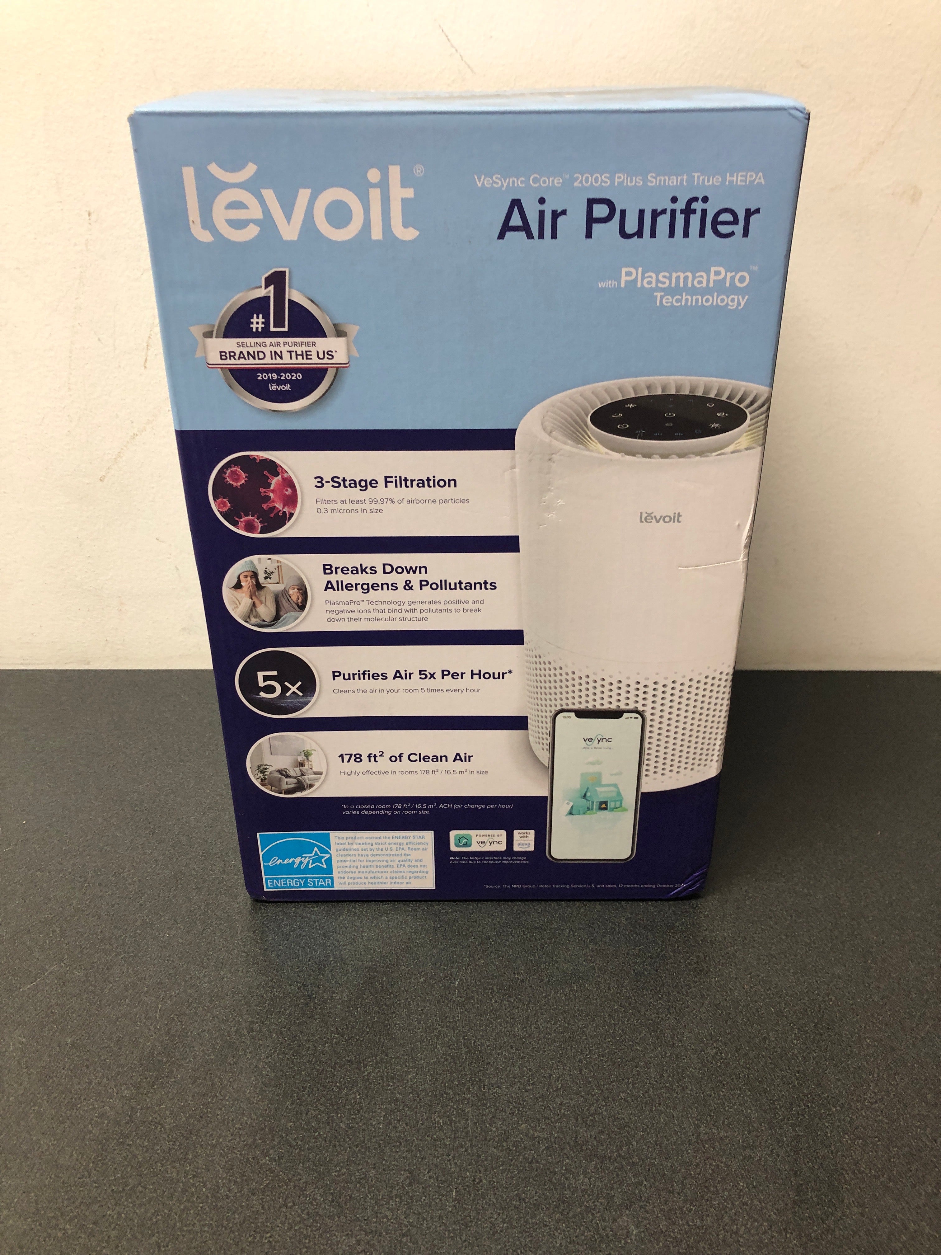 Levoit HEAPAPLVSUS0078 White PlasmaPro Smart True HEPA Smart Air Purifier, 178 sq. ft.