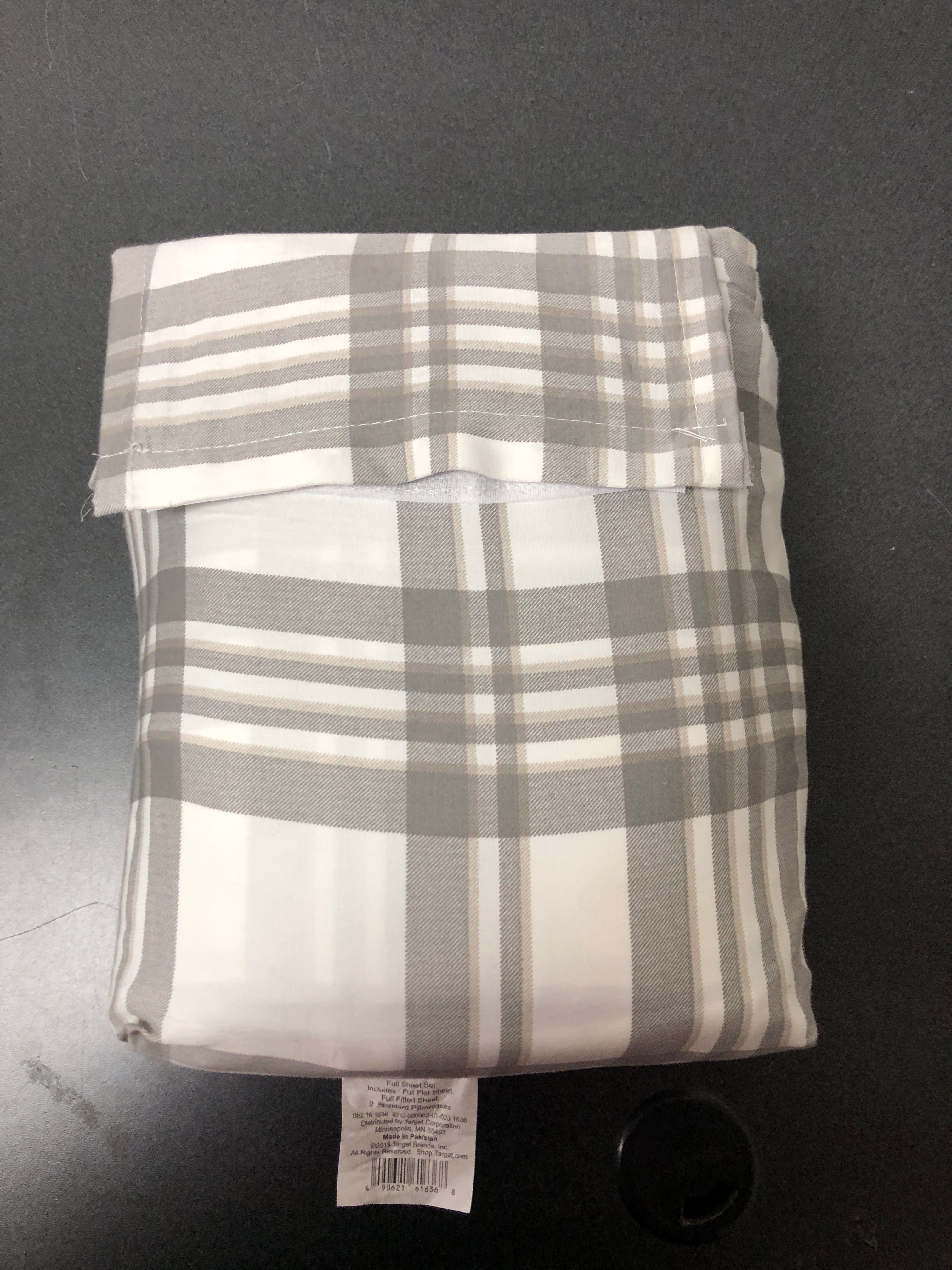 Full 400 thread count printed performance sheet set plaid twill gray - threshold?