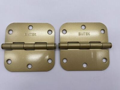 2 Emtek Steel Plain Bearing Hinges 920334 Satin Brass US4 Finish 3.5