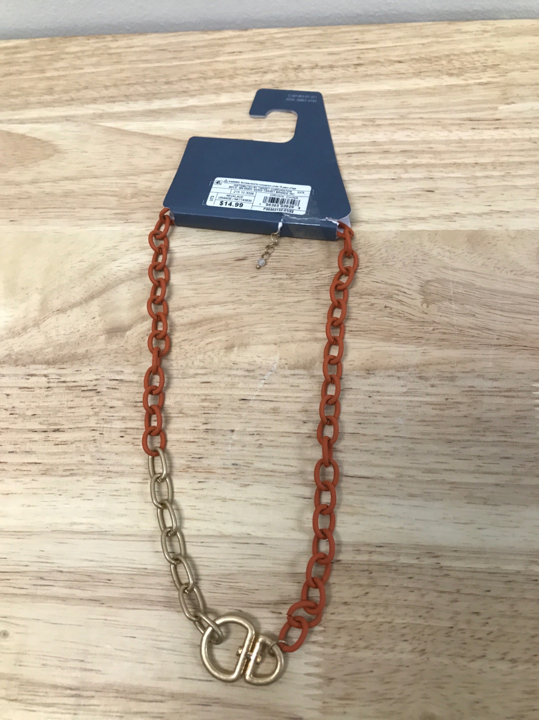 Chunky diamond shape tubular link chain necklace - universal thread? orange