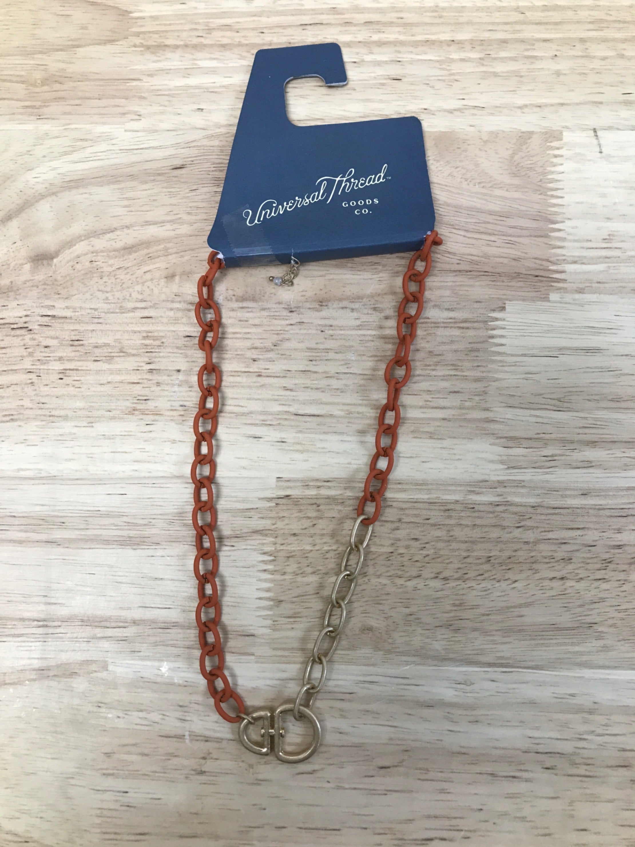 Chunky diamond shape tubular link chain necklace - universal thread? orange