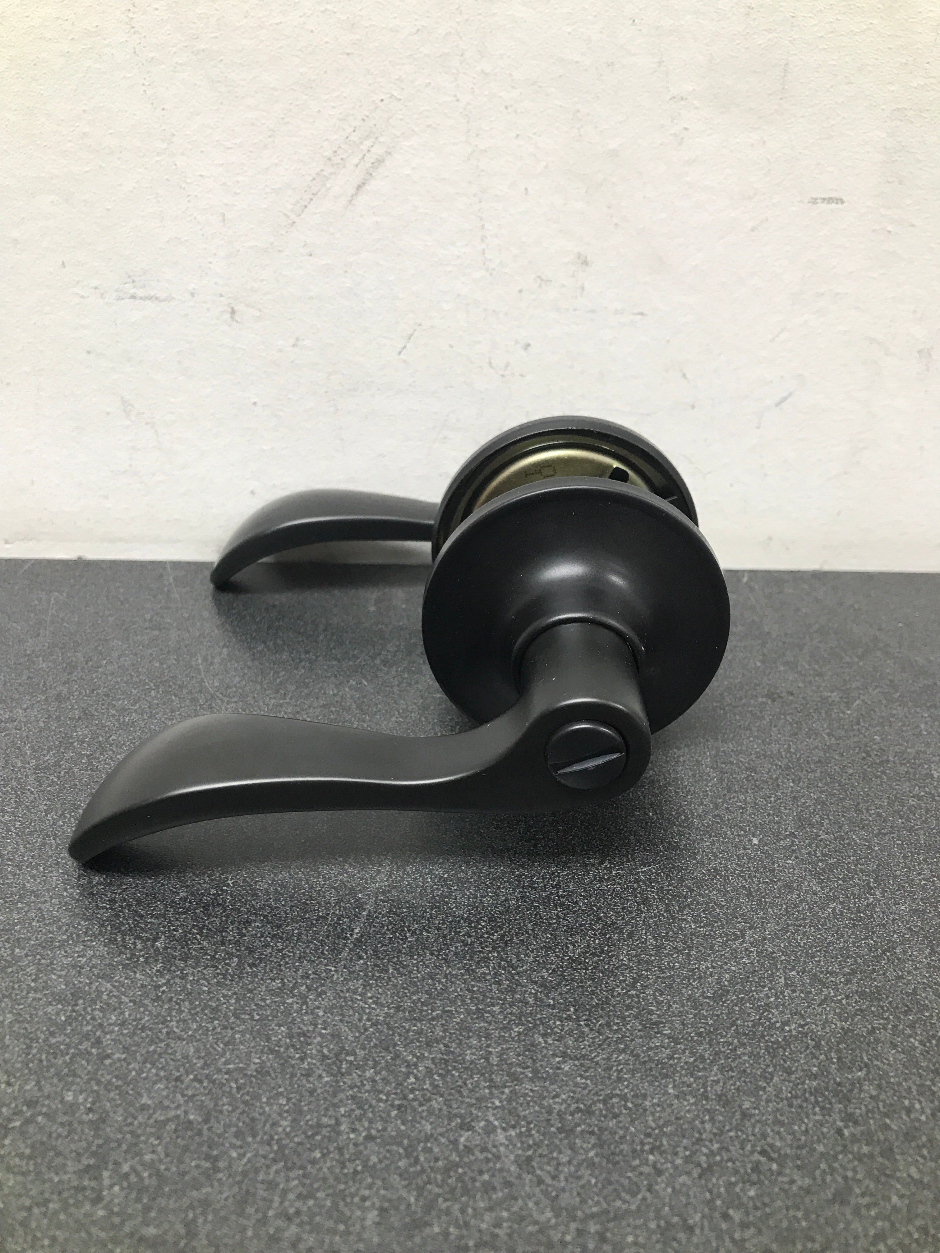 Pamex FLYE901 Solid Brass Privacy Door Lever Set from the Naples Collection - Matte Black