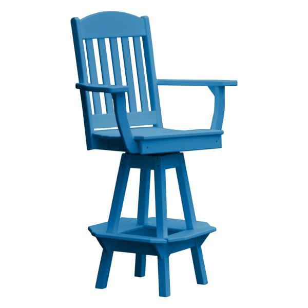 Classic Swivel Bar Chair with Arms Outdoor Chair Blue