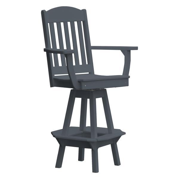 Classic Swivel Bar Chair with Arms Outdoor Chair Dark Gray