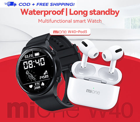 Mione Smart Set Includes W40 Smart Watch and Mipad3 Wireless Bluetooth Headset