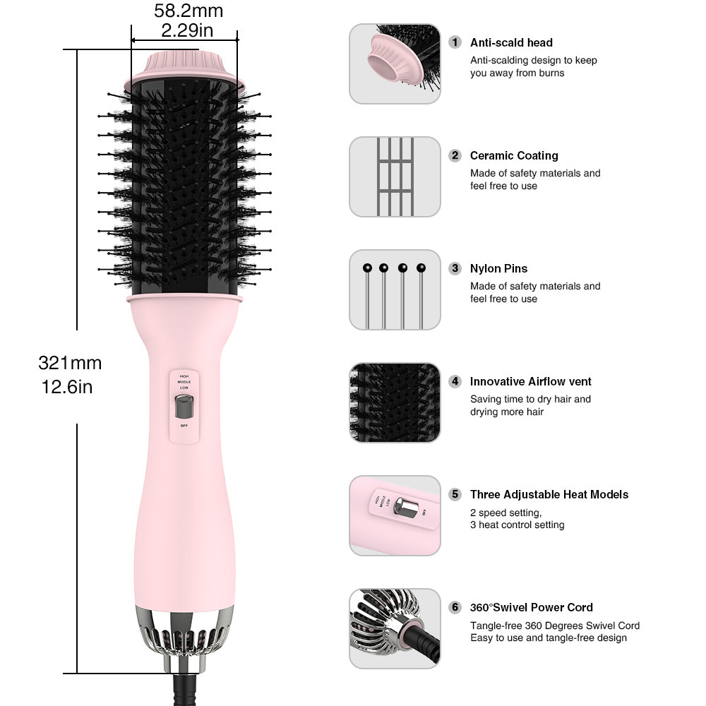 3 in 1 Hot Air Brush Hair Dryer Straightener Curler