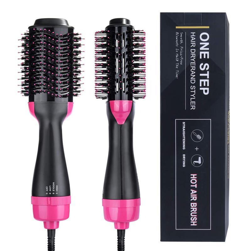 Pink Multi-Functional Electric Hair Straightener and Curler Hot Comb for Women
