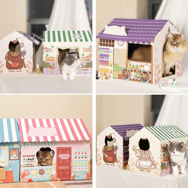 cute cardboard cat house