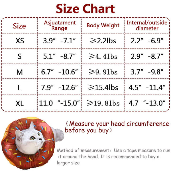 Cat cone collar size chart