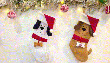 festive dog christmas stockings with 3D pet patten