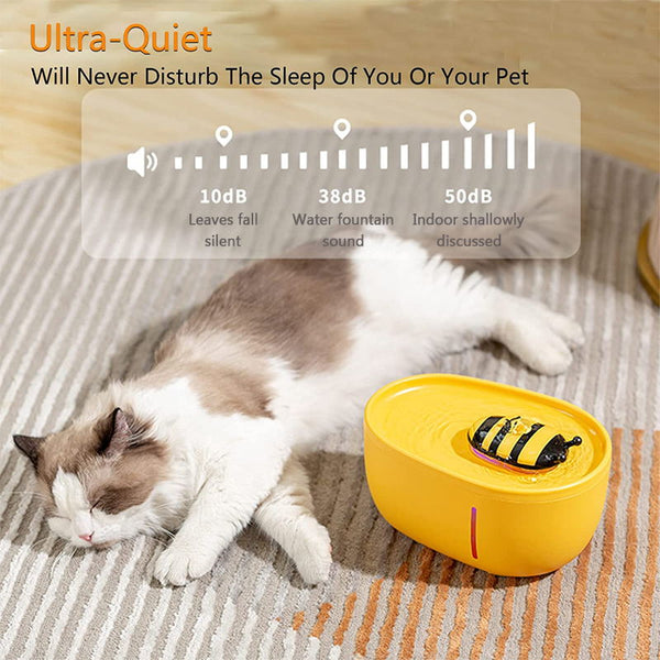 cat water fountain runs ultra quietly for cat sleep