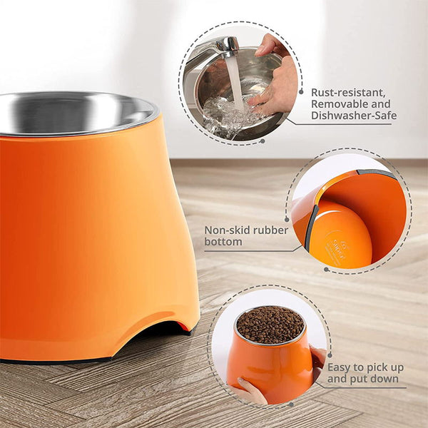 Rust-resistant & BPA Free elevated dog bowl