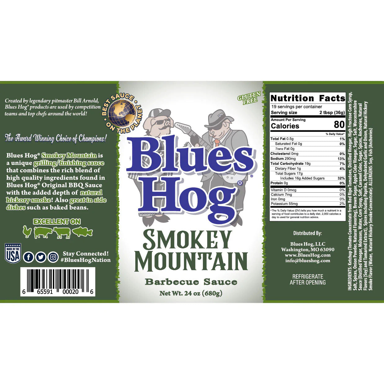 Blues Hog Smokey Mountain BBQ Sauce (24oz) Squeeze Bottle