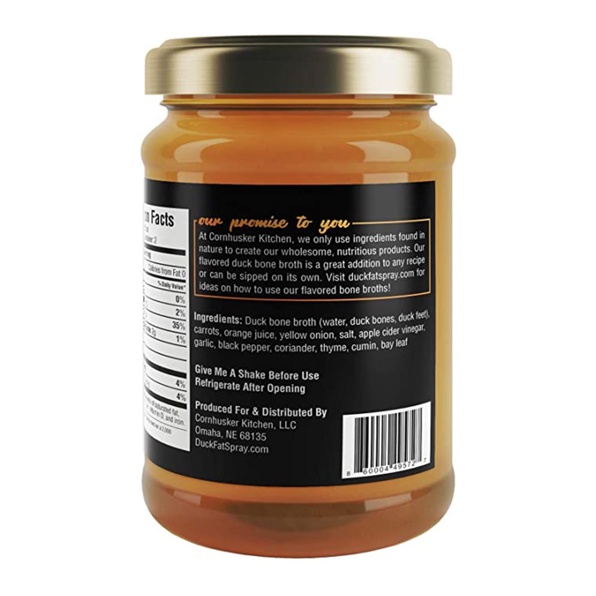 Premium Duck Bone Broth ORANGE BLACK PEPPER (15oz jar)