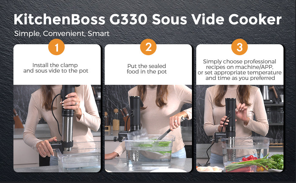 KitchenBoss WIFI Sous Vide Cooker UltraQuiet Precision Sousvide Coo Kitchenboss