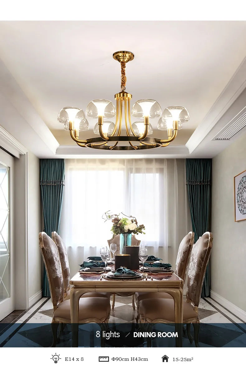 Mushroom Modern Luxury Copper Chandelier Creative Gold Light