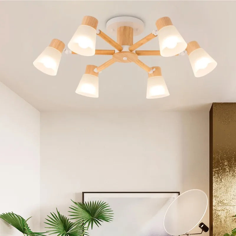WL GUAY Nordic Wooden Glass Wall / Ceiling Chandelier