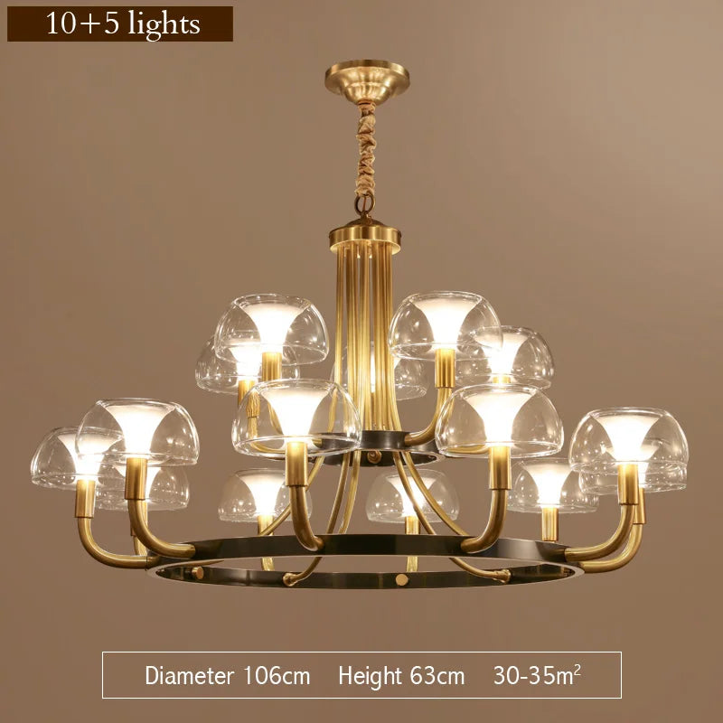 Mushroom Modern Luxury Copper Chandelier Creative Gold Light