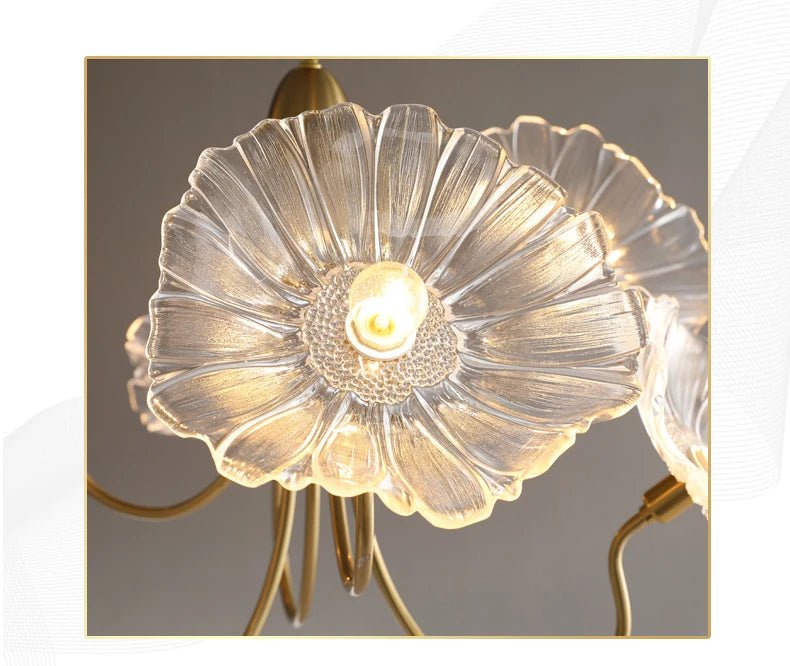 Modern Flower Profiling Copper Chandelier Indoor Luxury Decorative