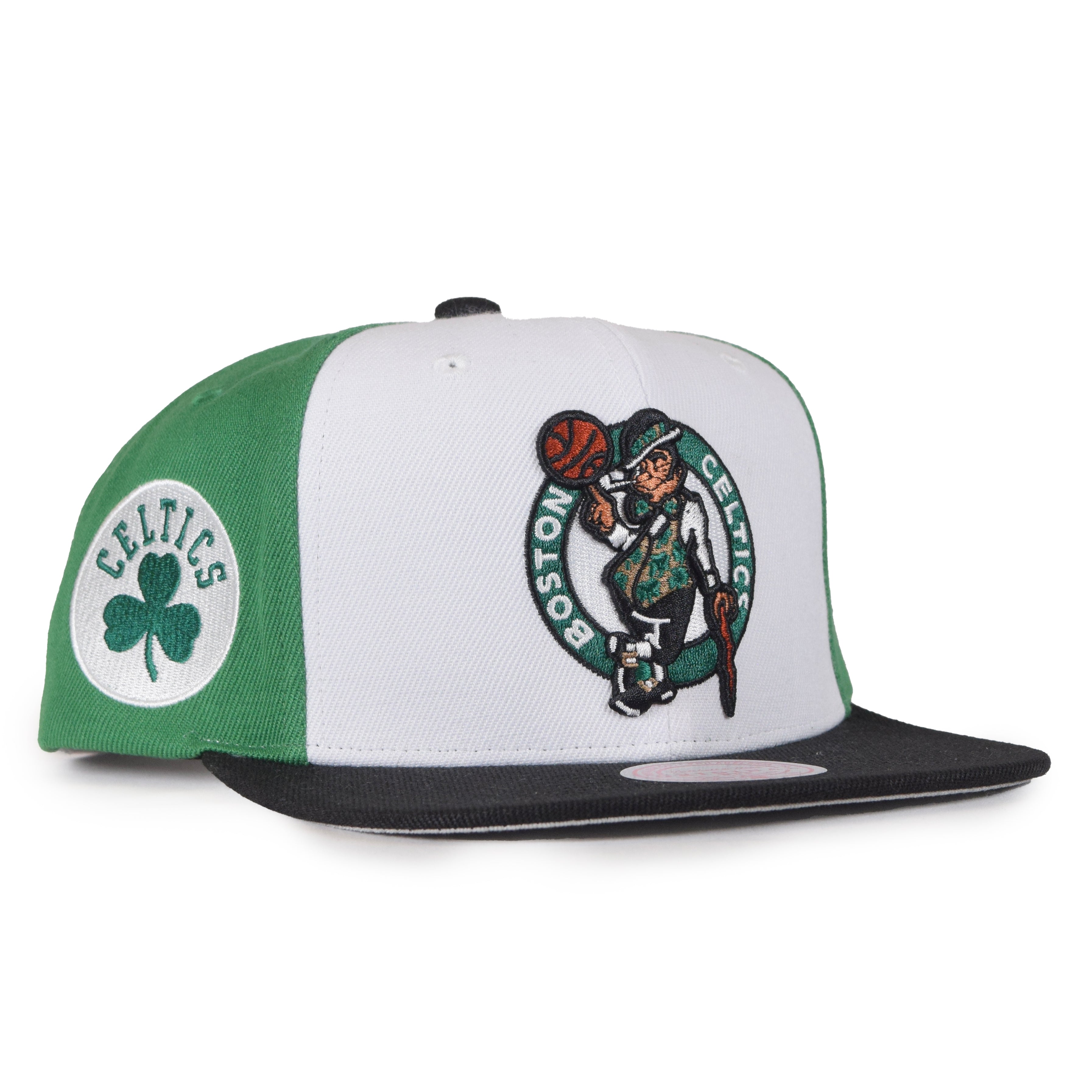 Mitchell & Ness Boston Celtics Snapback - White/Black/Green Two Panel