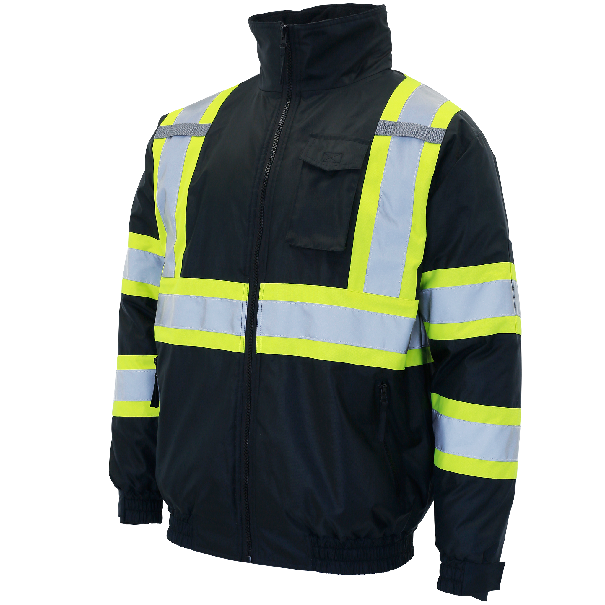 Hi-Vis X-Back Two-Tone Safety Bomber Jacket with Reflective Stripes