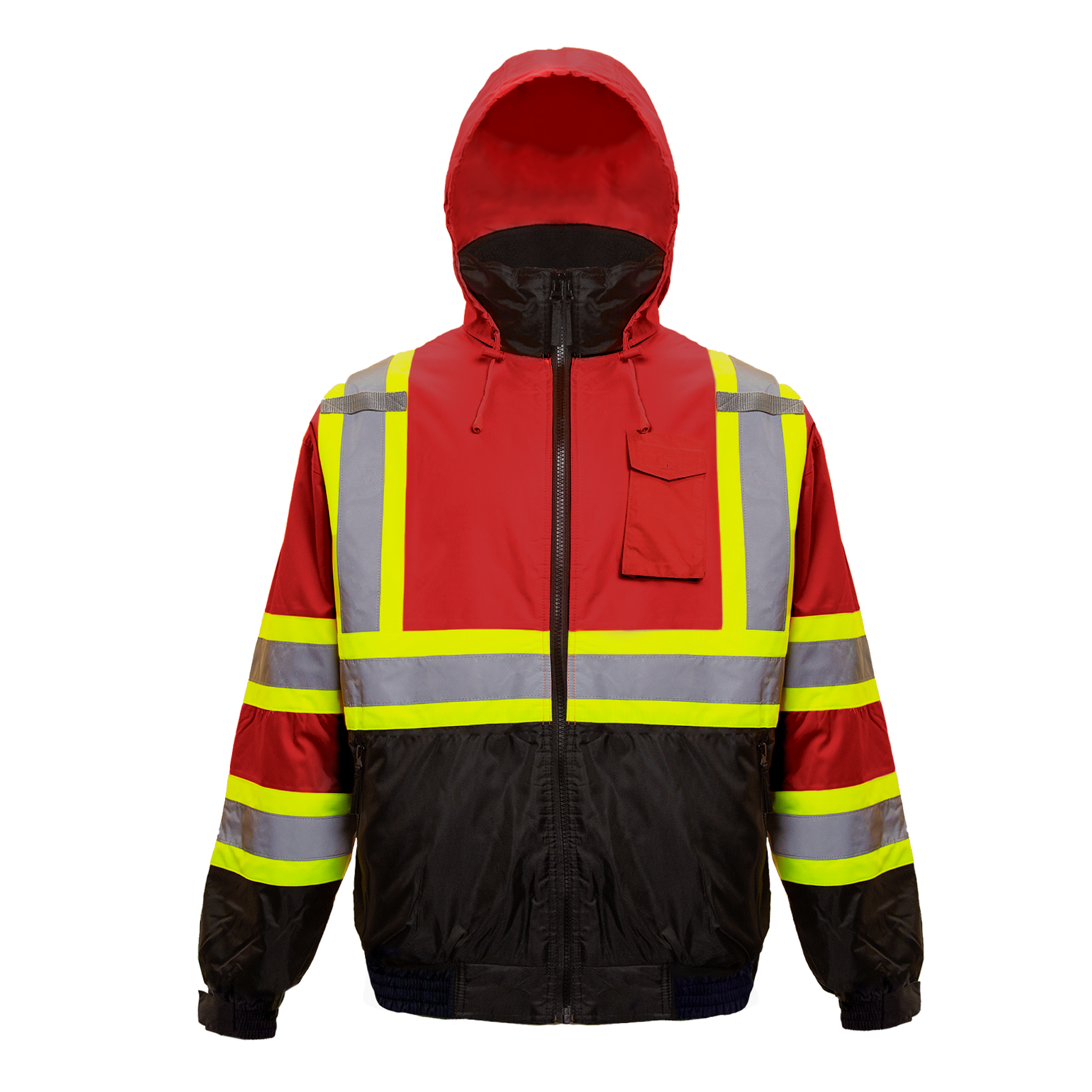 Hi-Vis X-Back Two-Tone Safety Bomber Jacket with Reflective Stripes