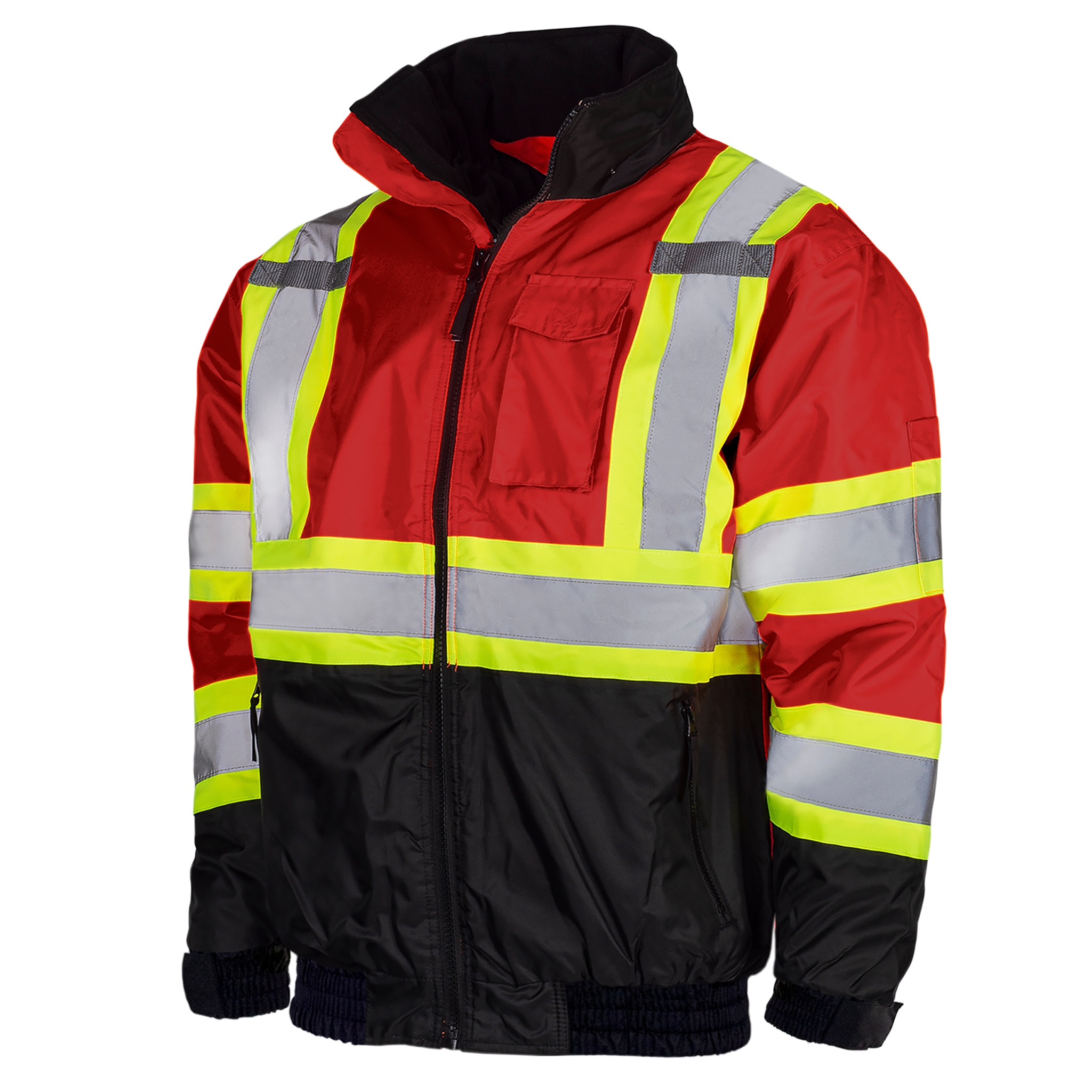 Hi-Vis X-Back Two-Tone Safety Bomber Jacket with Reflective Stripes