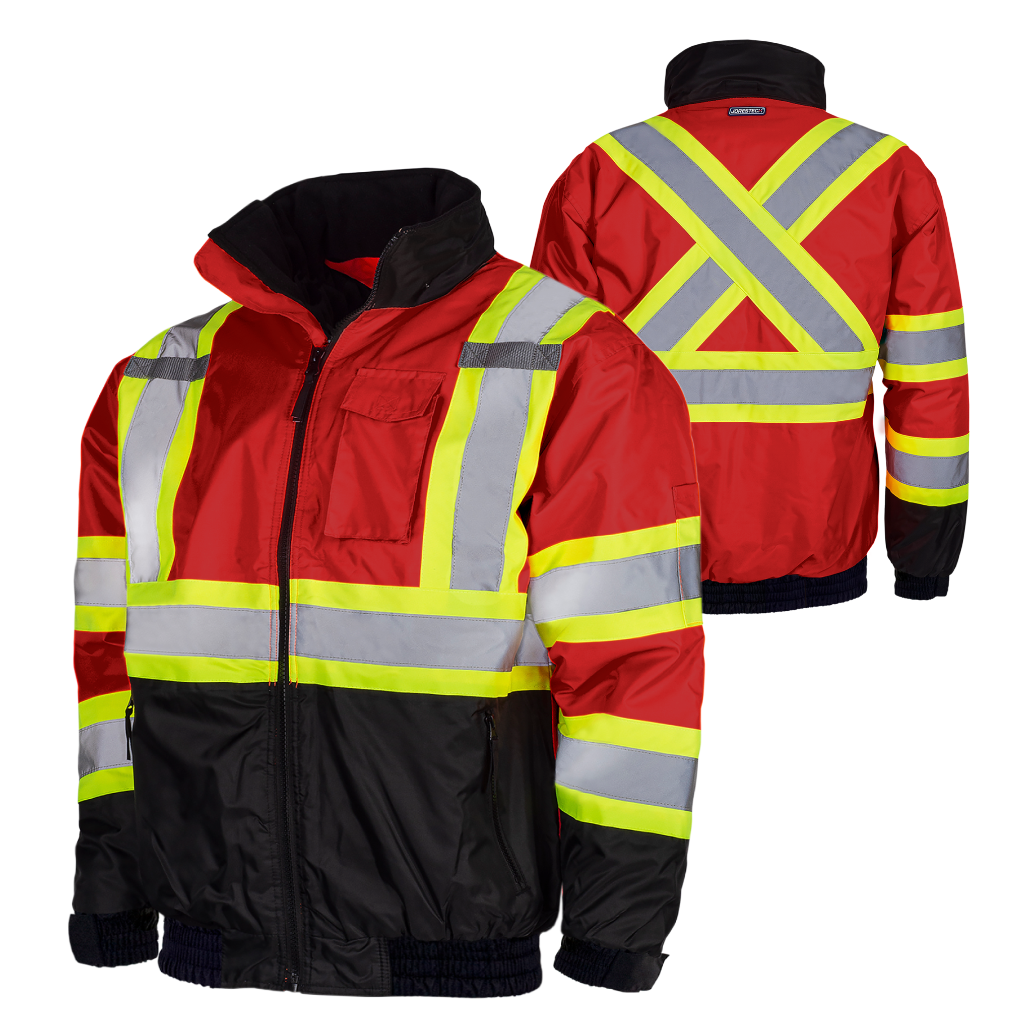 Hi-Vis X-Back Two-Tone Safety Bomber Jacket with Reflective Stripes