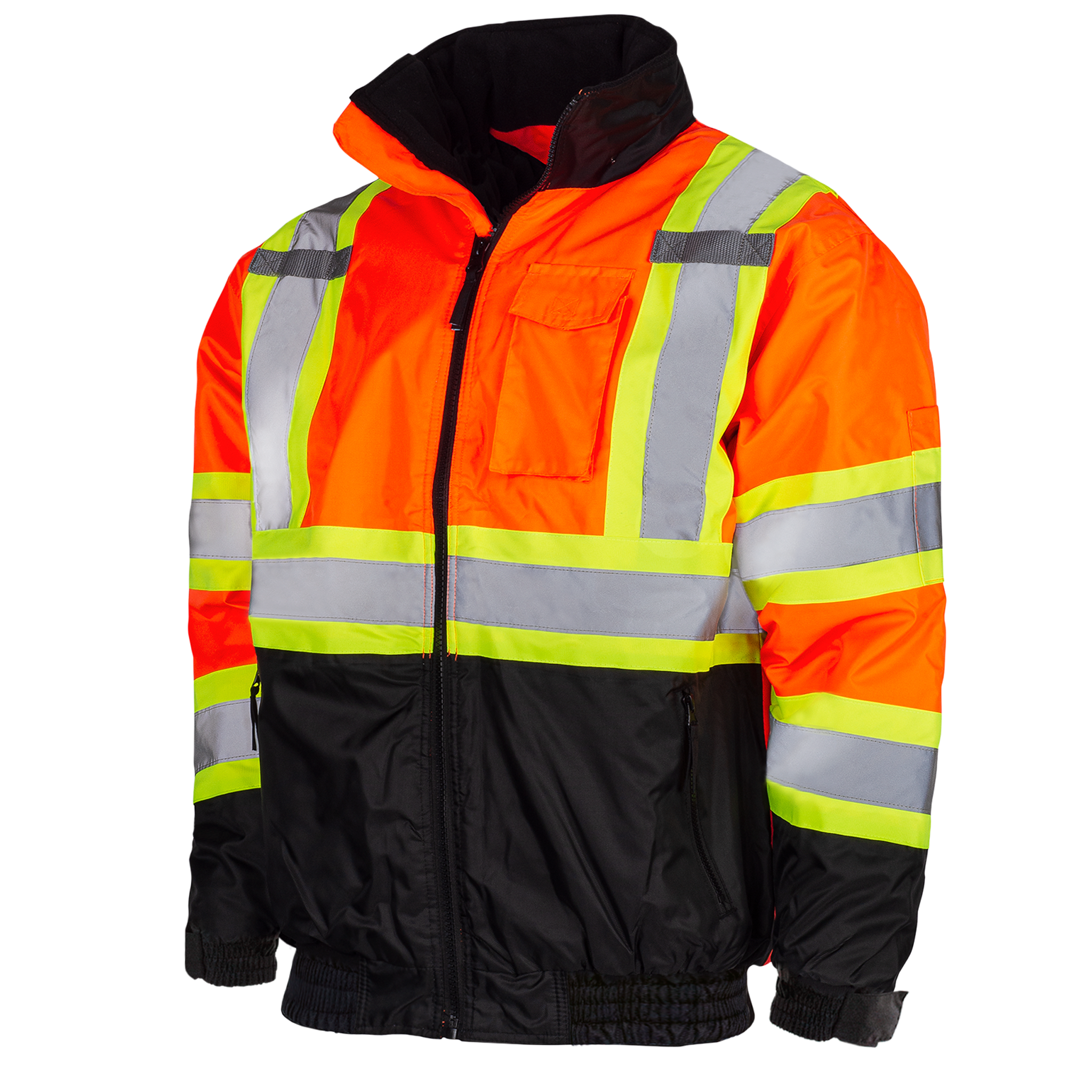 Hi-Vis X-Back Two-Tone Safety Bomber Jacket with Reflective Stripes