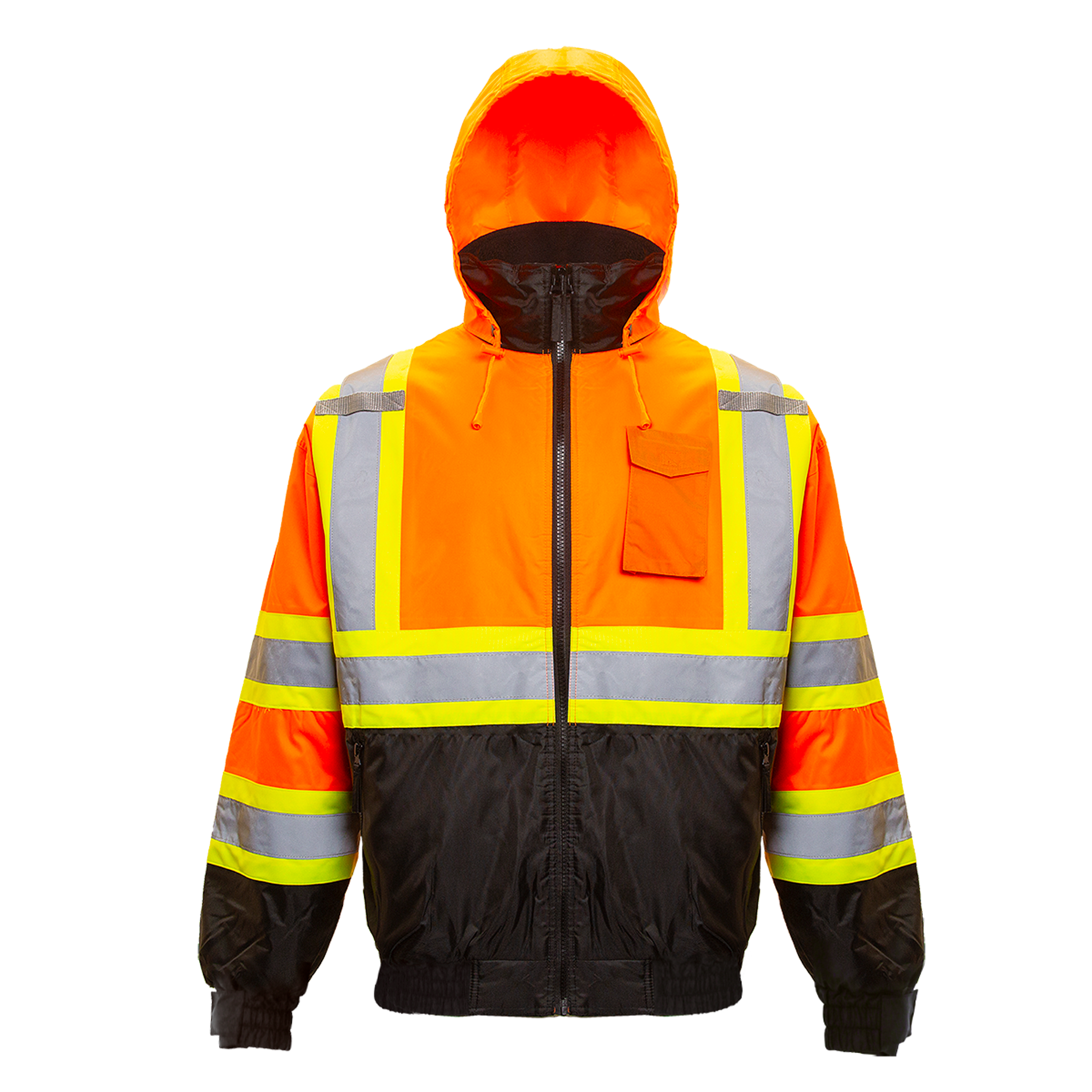Hi-Vis X-Back Two-Tone Safety Bomber Jacket with Reflective Stripes